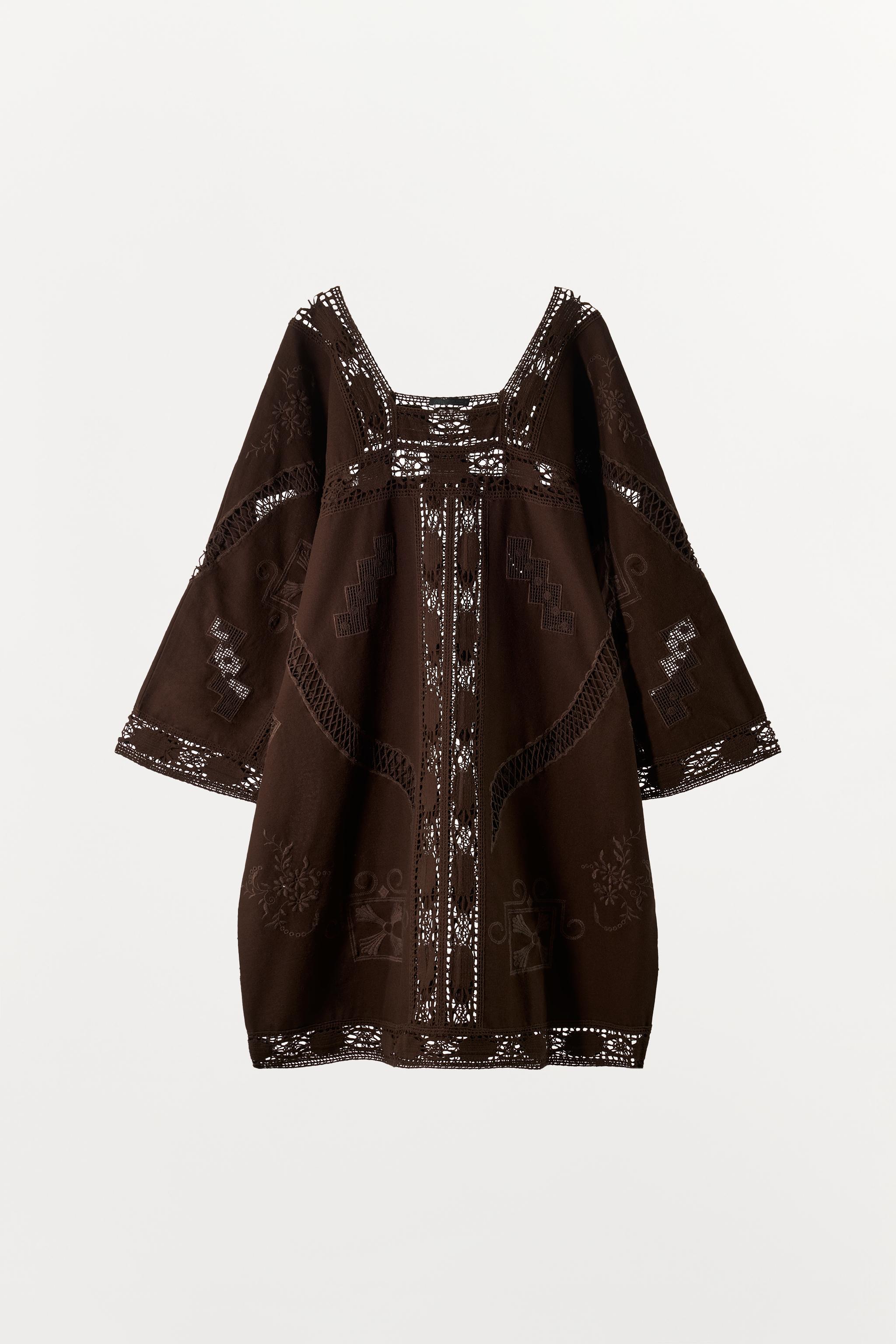 EMBROIDERED EYELET CANVAS DRESS